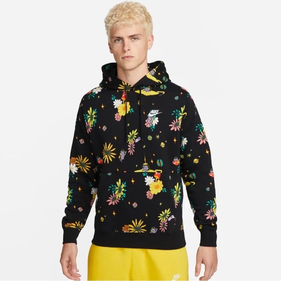 Nike Mens Nike Club Basketball All Over Print Pullover Hoodie Size L - Picture 1 of 7